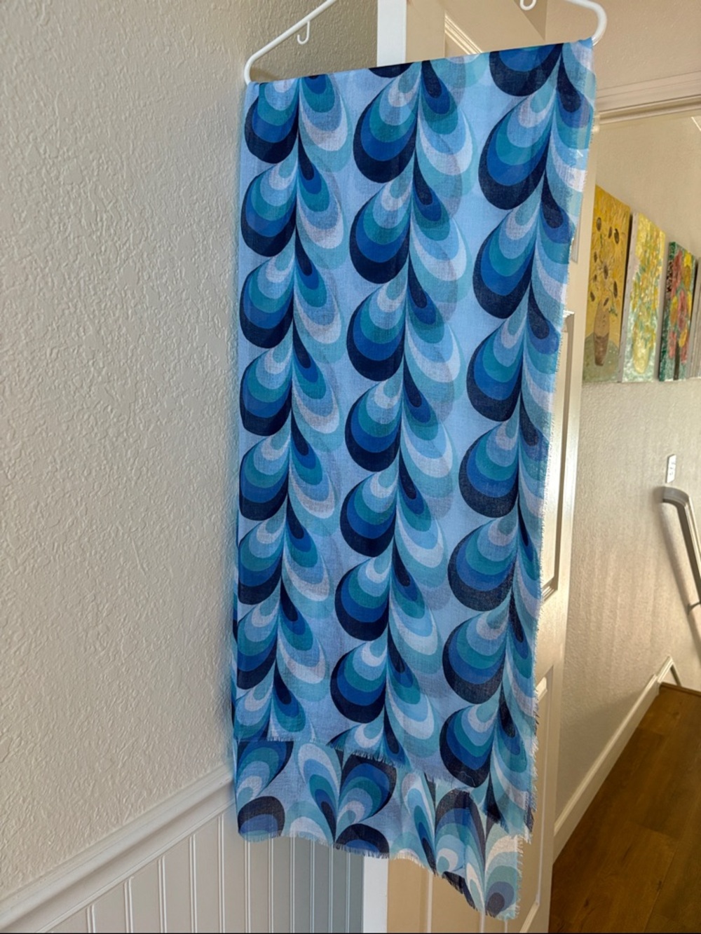 Light Blue Cascade Pattern Scarf & Wrap